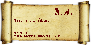 Missuray Ákos névjegykártya
